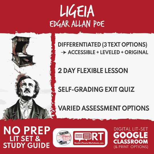 Ligeia Differentiated Study Guide & Analysis Questions | No Prep | Edgar Allan Poe cover image