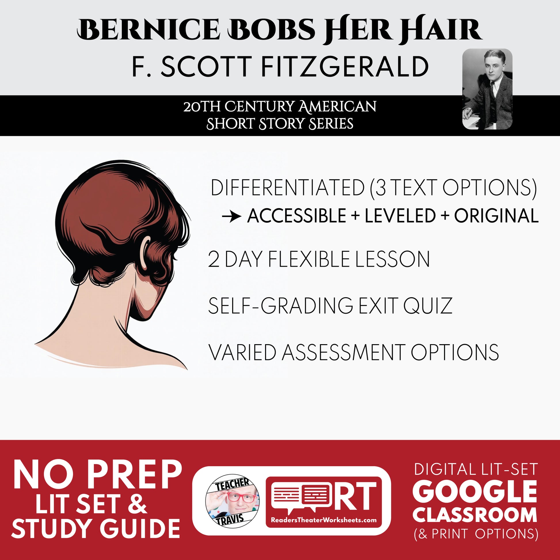Bernice Bobs Her Hair Differentiated Short Story Analysis for ELA Students | F. Scott Fitzgerald cover image