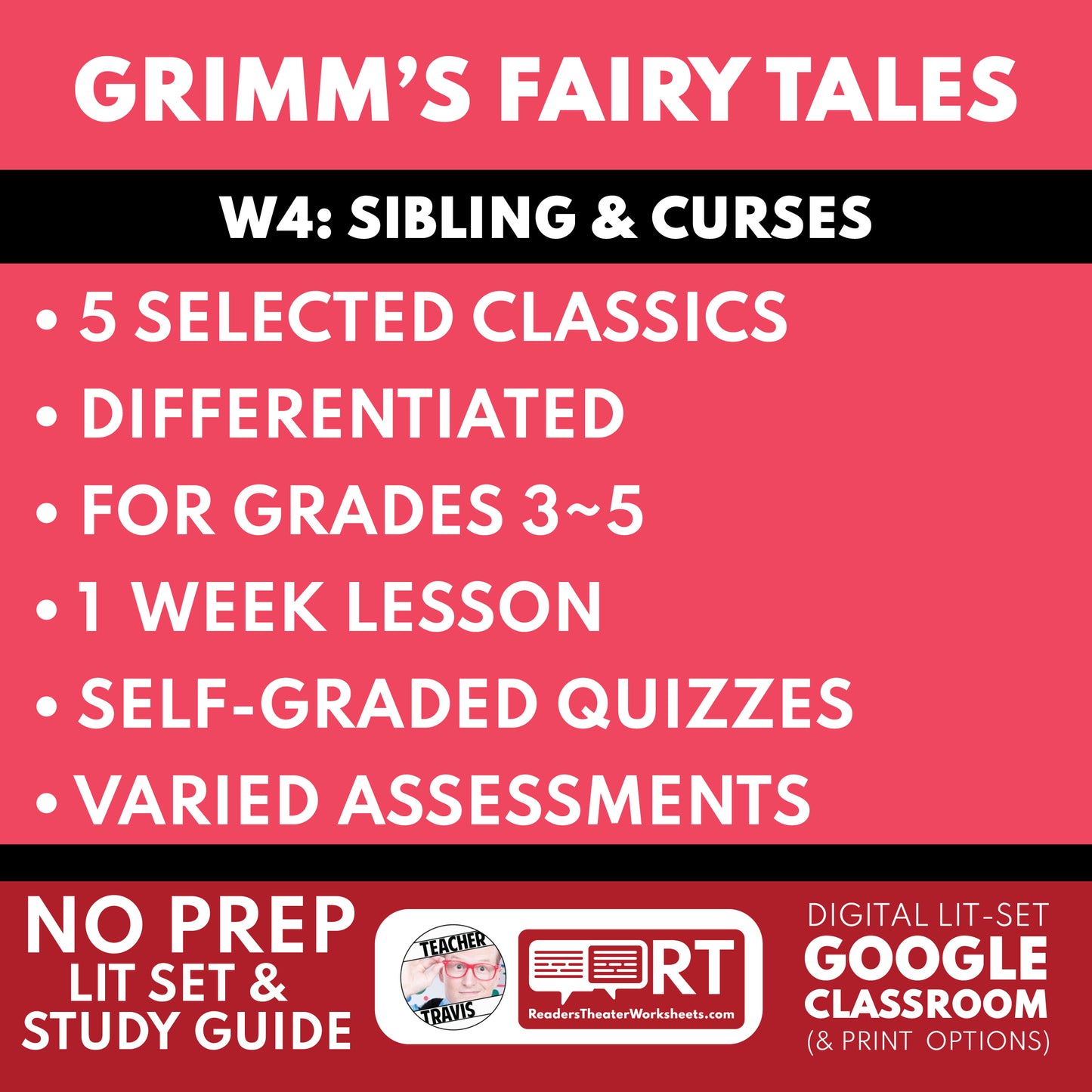 Grimm's Fairy Tales Differentiated Study Guide Lit Set | W4 Siblings & Curses