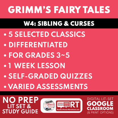 Grimm's Fairy Tales Differentiated Study Guide Lit Set | W4 Siblings & Curses