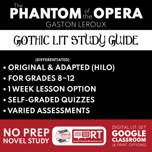 The Phantom of the Opera by Gaston Leroux | Differentiated Classical Goth Lit Study Guide for Grades 9–12 cover image