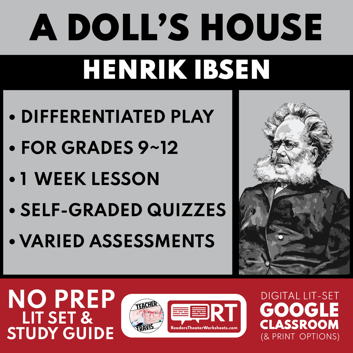 A Doll's House Differentiated Study Guide & Analysis | No Prep Plays | Ibsen cover image