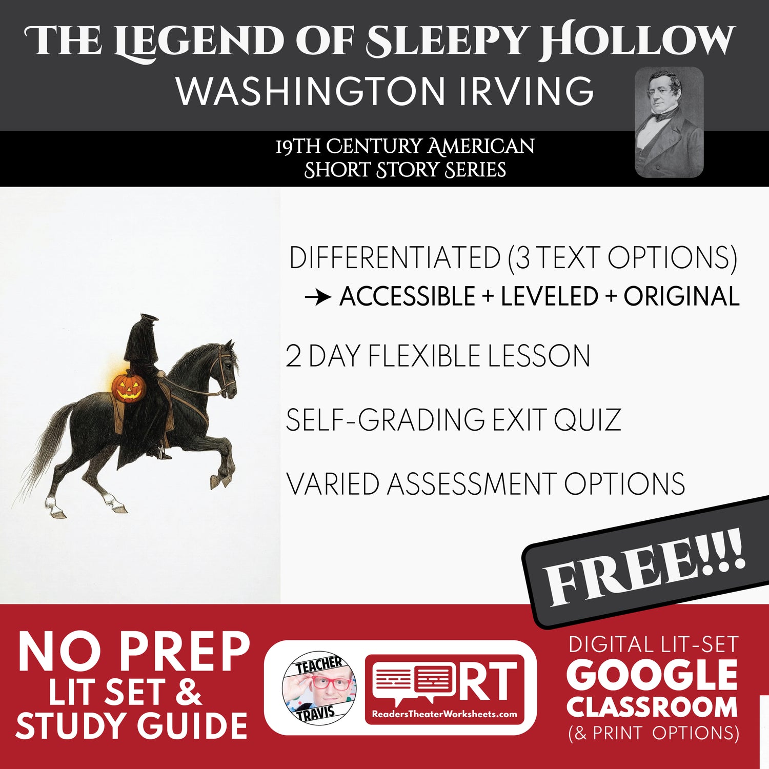Free The Legend of Sleepy Hollow Differentiated Study Guide by Washington Irving | Grades 6-12 cover image