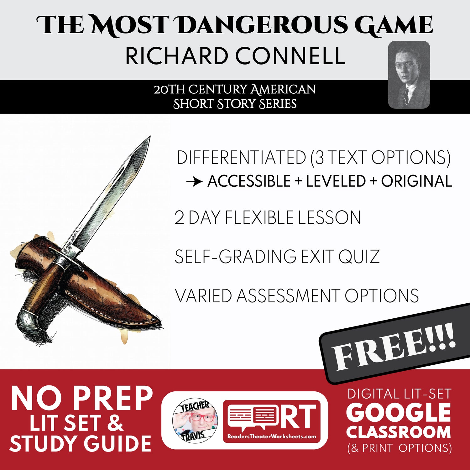The Most Dangerous Game Free Differentiated Short Story Analysis Lesson for ELA Students | Richard Connell cover image