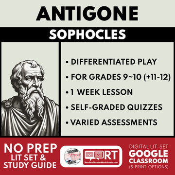 Antigone Differentiated Study Guide & Analysis for Grades 9~12 | No Prep Plays | Sophocles