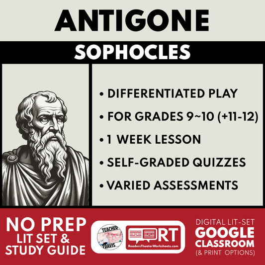 Antigone Differentiated Study Guide & Analysis for Grades 9~12 | No Prep Plays | Sophocles cover image