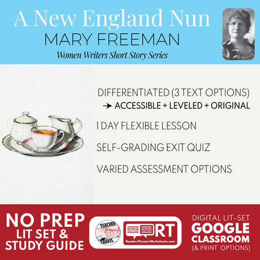 A New England Nun Differentiated Study Guide & Analysis Questions | No Prep | Mary E. Wilkins Freeman