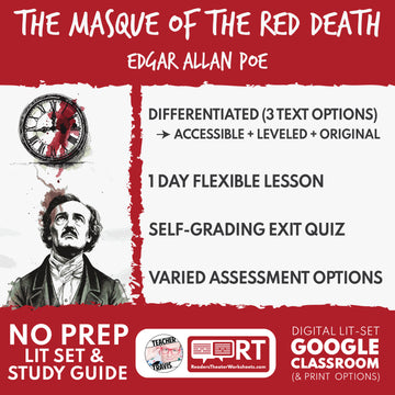 The Masque of the Red Death Differentiated Study Guide & Analysis Questions | No Prep | Edgar Allan Poe