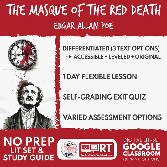 The Masque of the Red Death Differentiated Study Guide & Analysis Questions | No Prep | Edgar Allan Poe cover image