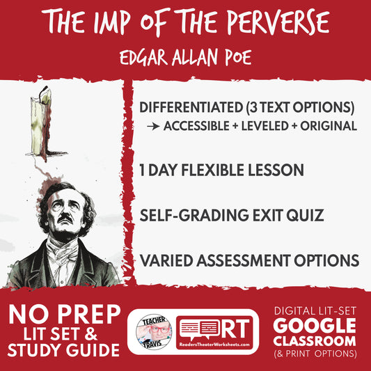 The Imp of the Perverse Differentiated Study Guide & Analysis Questions | No Prep | Edgar Allan Poe cover image