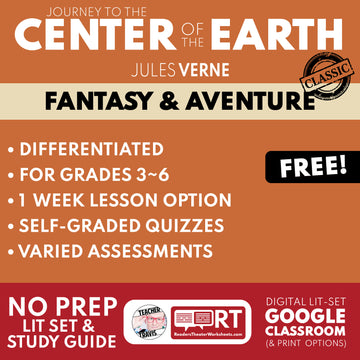 Journey to the Center of the Earth by Jules Verne Differentiated Study Guide Lit Set for Grades 3 to 5