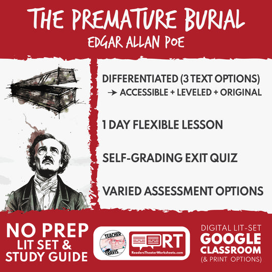 The Premature Burial Differentiated Study Guide & Analysis Questions | No Prep | Edgar Allan Poe cover image
