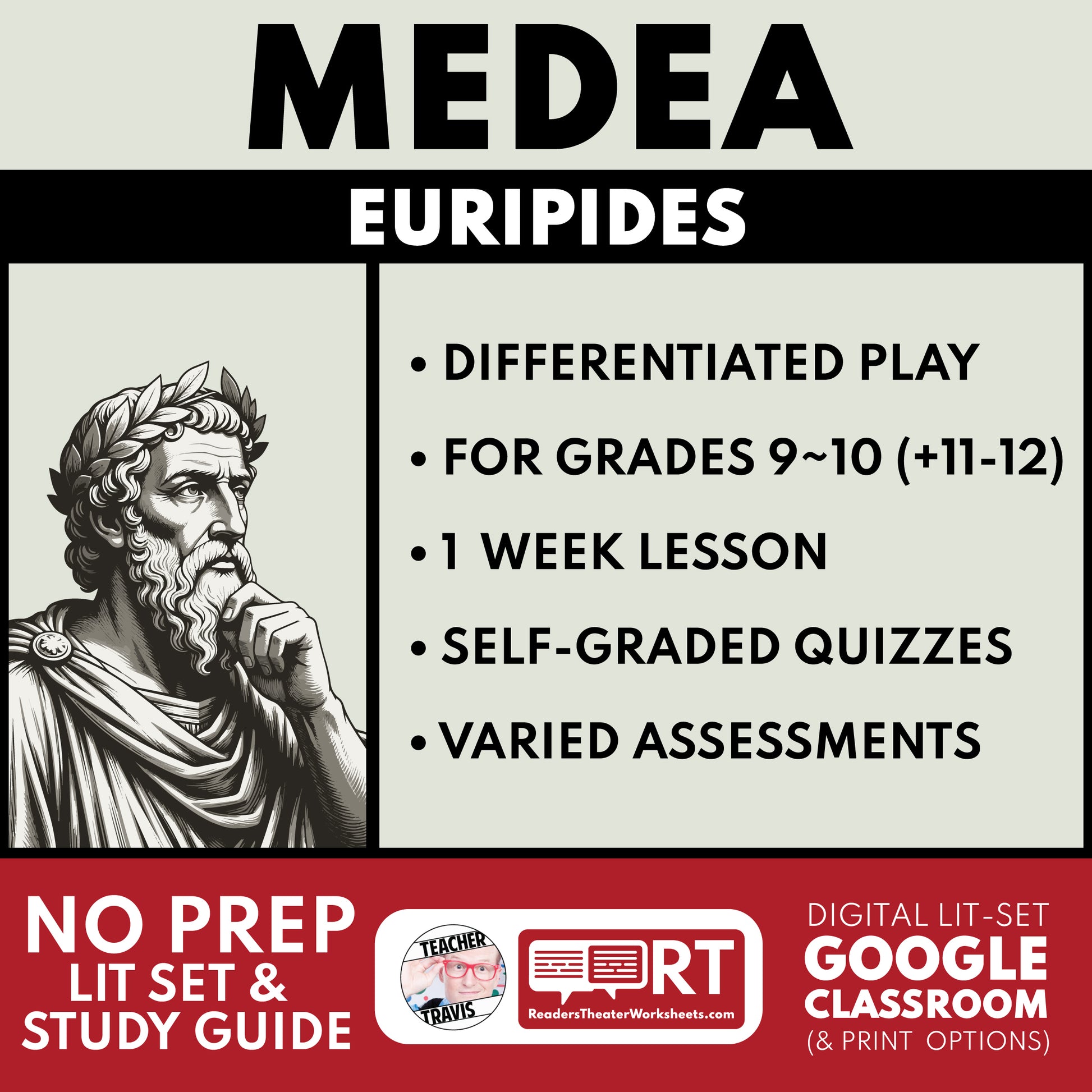 Medea Differentiated Study Guide & Analysis for Grades 9~12 | No Prep Plays | Euripides cover image