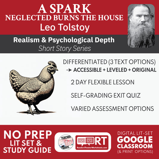A Spark Neglected Burns the House Differentiated Short Story Study Guide & Analysis | Leo Tolstoy cover image