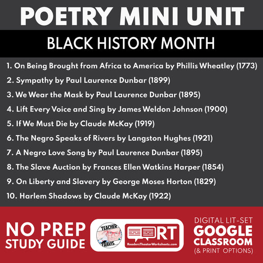 Black History Month Poetry Mini Unit | Study Guide & Analysis for Grades 9 to 12 Students cover image