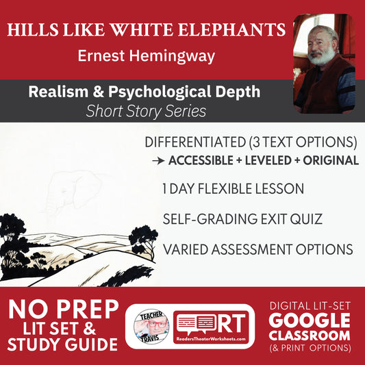 Hills Like White Elephants Differentiated Short Story Study Guide & Analysis | Ernest Hemingway cover image