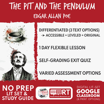The Pit and the Pendulum Differentiated Study Guide & Analysis Questions | No Prep | Edgar Allan Poe