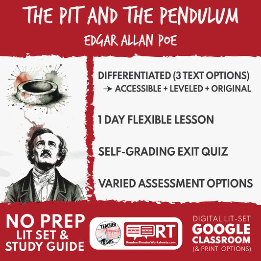 The Pit and the Pendulum Differentiated Study Guide & Analysis Questions | No Prep | Edgar Allan Poe cover image