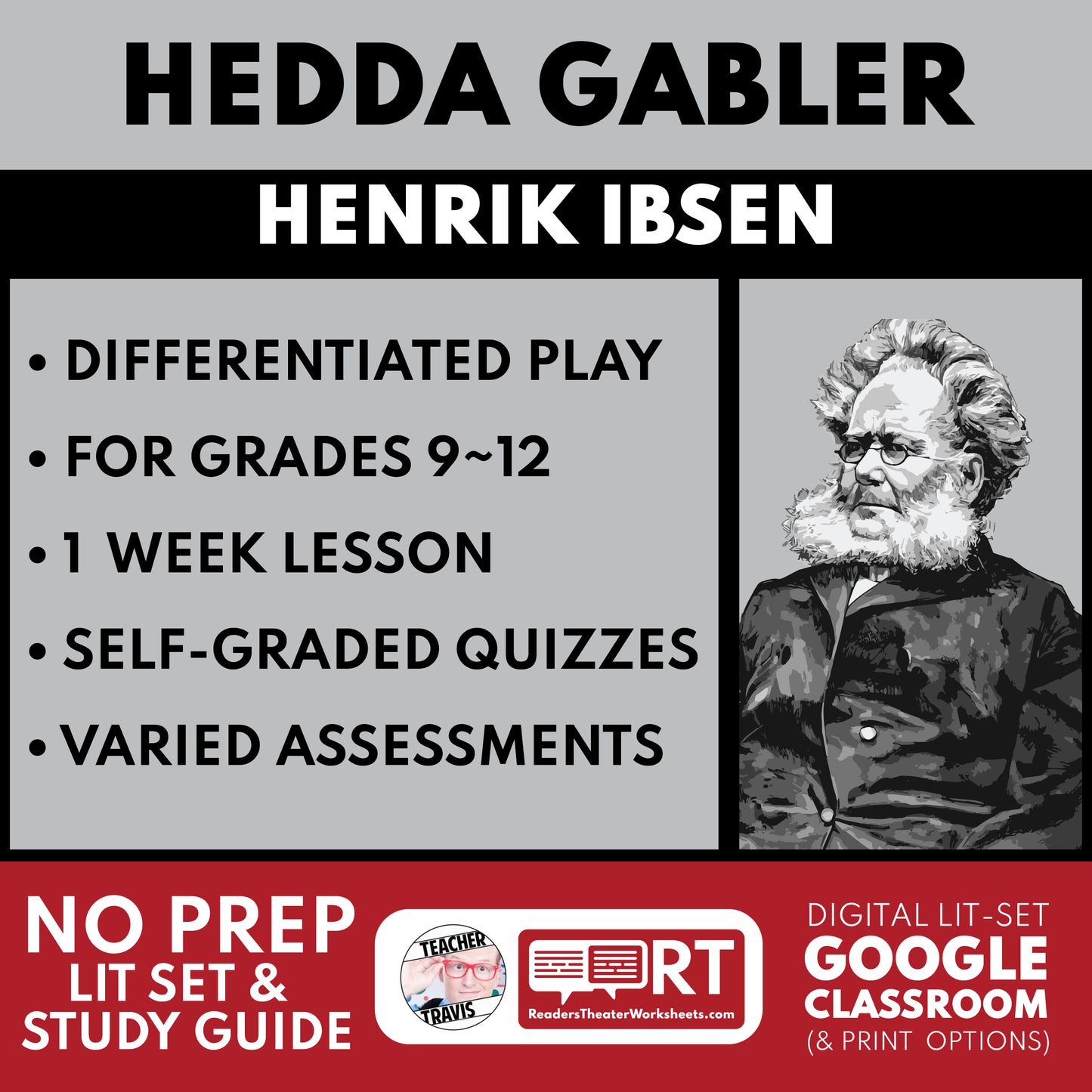 Hedda Gabler Differentiated Study Guide & Analysis | No Prep Plays | Ibsen cover image