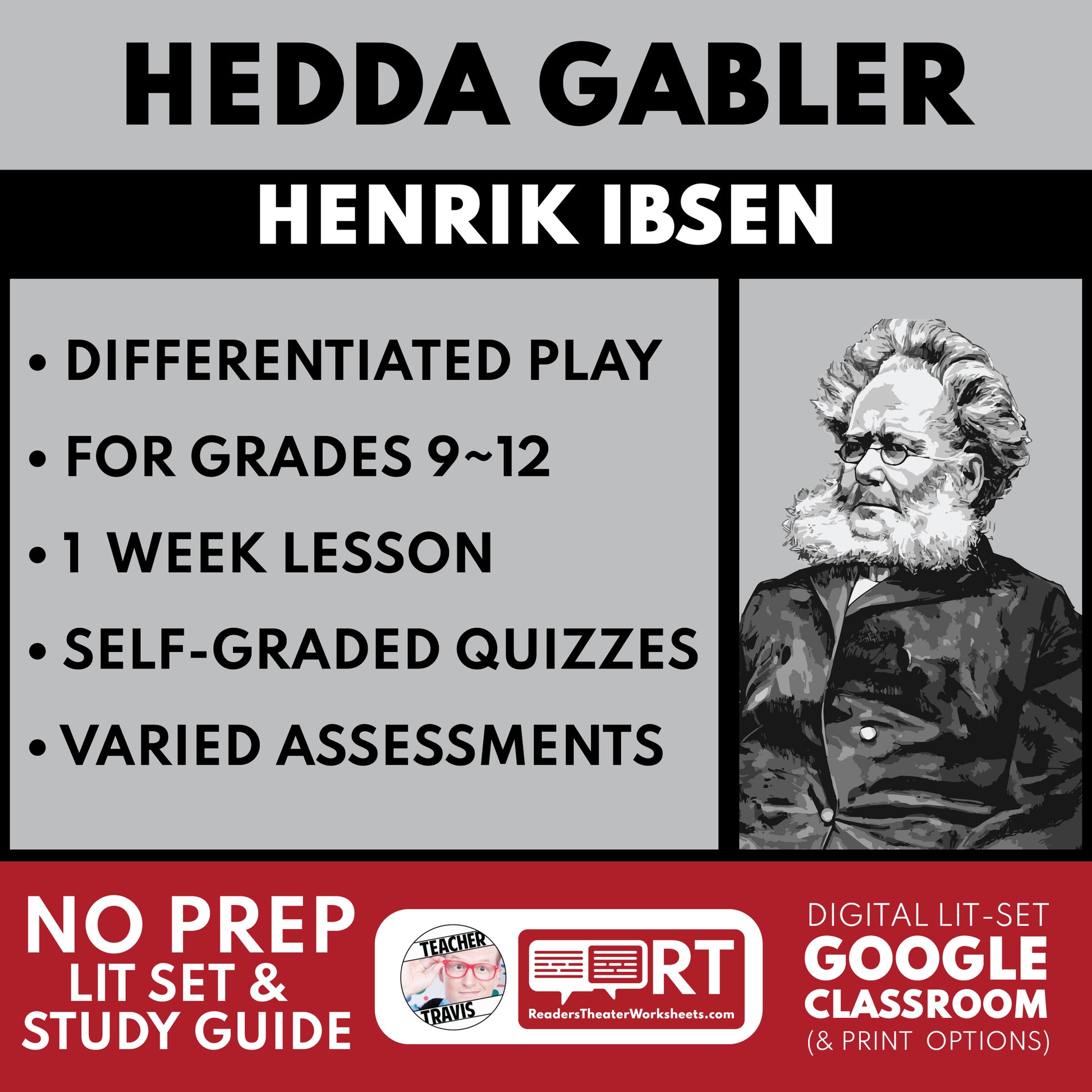 Hedda Gabler Differentiated Study Guide & Analysis | No Prep Plays | Ibsen cover image