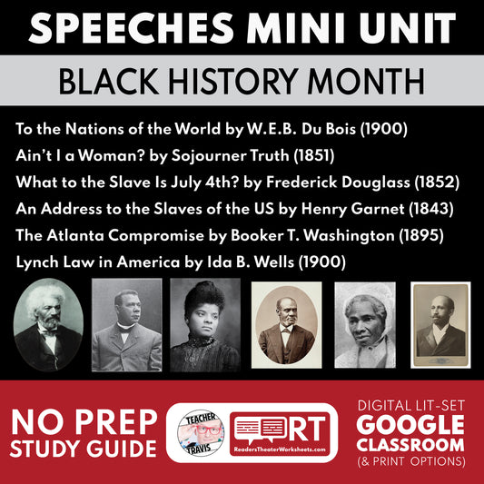 Black History Month Speeches 1 Week Mini Unit for Grades 9 to 12 | Wells, Truth, Du Bois cover image