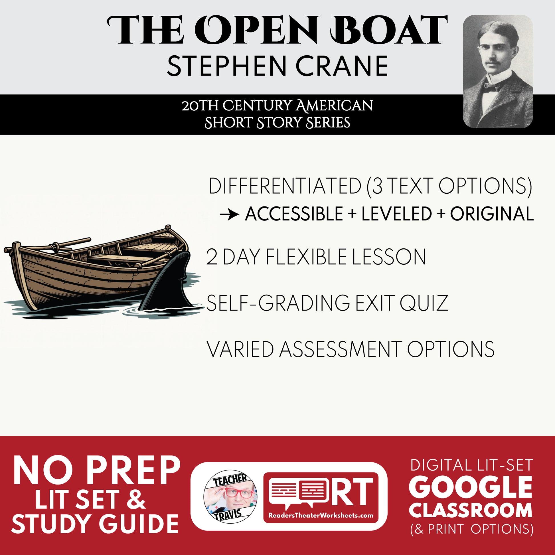 The Open Boat Differentiated Short Story Analysis for ELA Students | Stephen Crane cover image