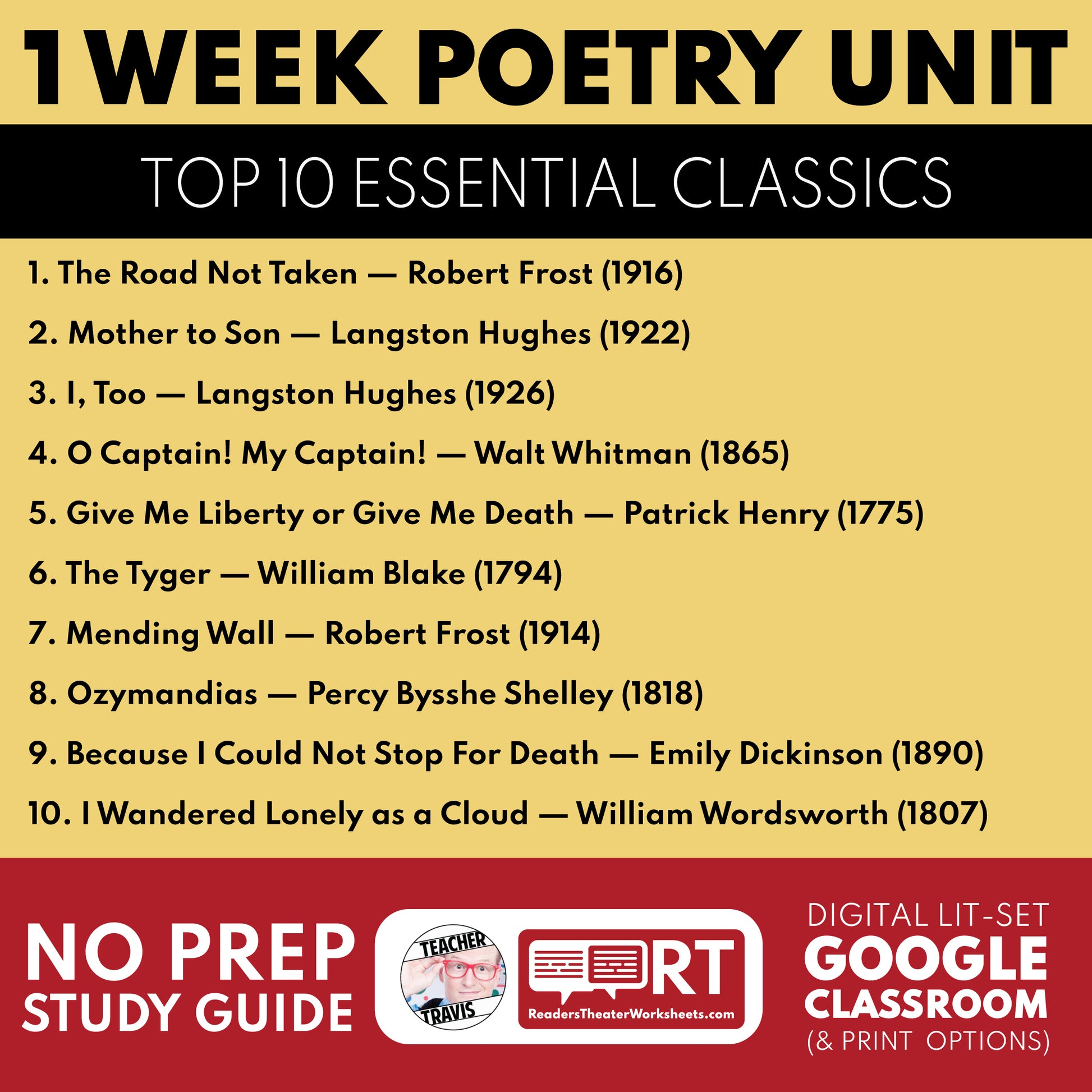Essentials ELA Poetry Mini Unit | Differentiated Study Guide & Analysis for Grades 9 to 12 cover image