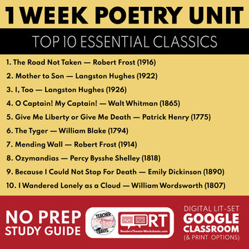 Essentials ELA Poetry Mini Unit | Differentiated Study Guide & Analysis for Grades 9 to 12