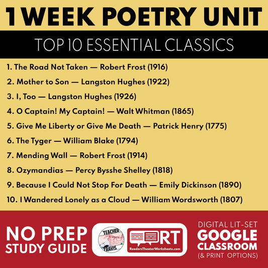 Essentials ELA Poetry Mini Unit | Differentiated Study Guide & Analysis for Grades 9 to 12 cover image