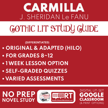 Carmilla by J. Sheridan Le Fanu | Differentiated Classical Goth Lit Study Guide for Grades 9–12