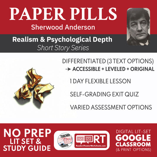 Paper Pills Differentiated Short Story Study Guide & Analysis | Sherwood Anderson cover image