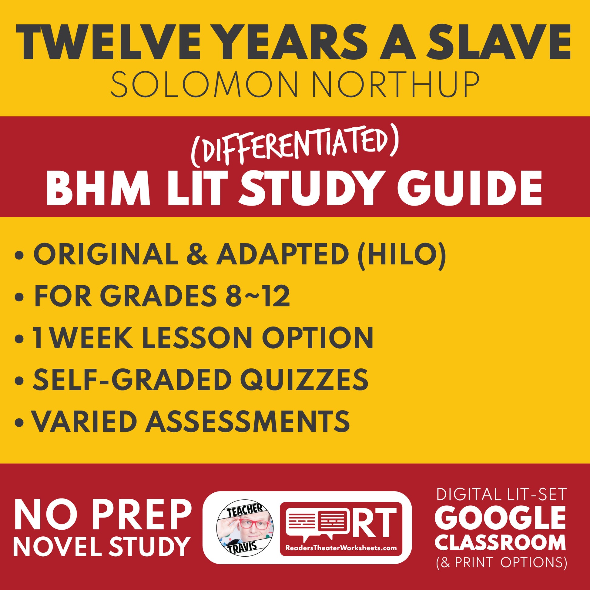Twelve Years a Slave by Solomon Northup Differentiated Study Guide | Black History Month for High School Students cover image