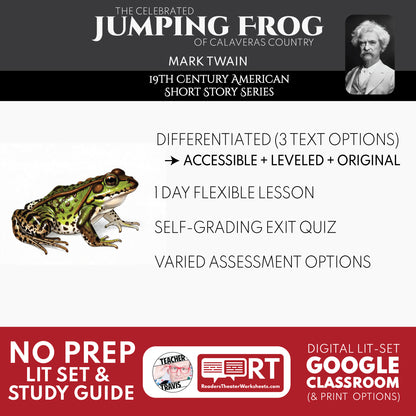 The Celebrated Jumping Frog of Calaveras County Differentiated Study Guide | Mark Twain | CCSS Aligned
