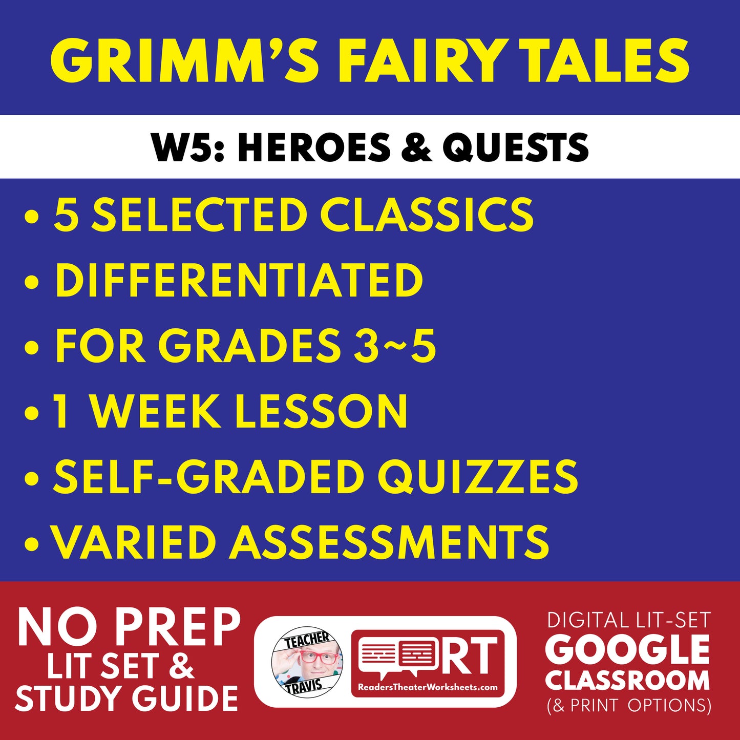 Grimm's Fairy Tales Differentiated Study Guide Lit Set | W5 Heroes & Quests