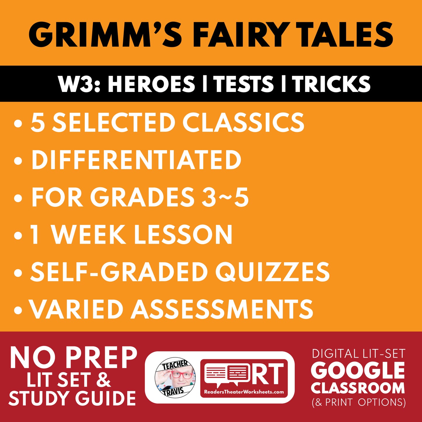 Grimm's Fairy Tales Differentiated Study Guide Lit Set | W3 Test & Tricks