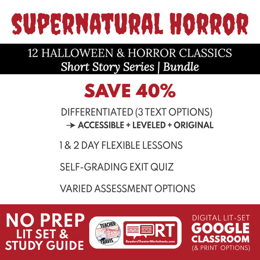 Supernatural Horror Short Story Study Guide Bundle (12 Differentiated Study Guides) cover image