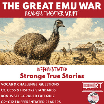 The Great Emu War | Reader's Theater Script & Mini Readers | Grades 9-12