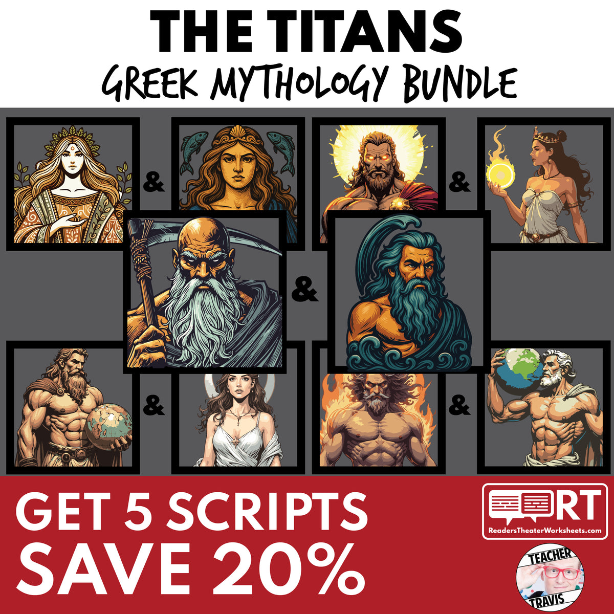 Mythical Script Titans Gods of Greek Mythology | Reader's Theater Scripts Bundle (5 ...