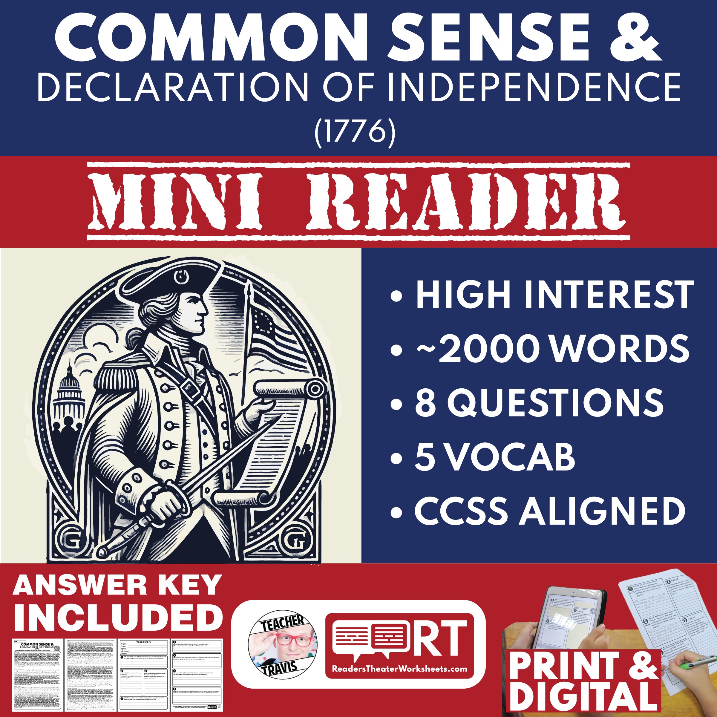 Common Sense and the Declaration of Independence U.S. History Mini Rea ...