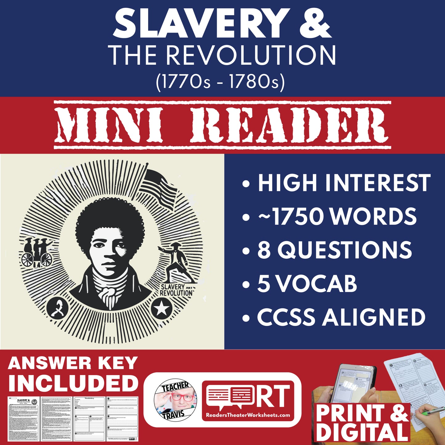 Slavery and the Revolutionary War U.S. History Mini Reader Lesson for Grade 5-8