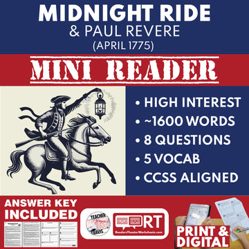 The Midnight Ride and Paul Revere U.S. History Mini Reader Lesson for Grade 5+