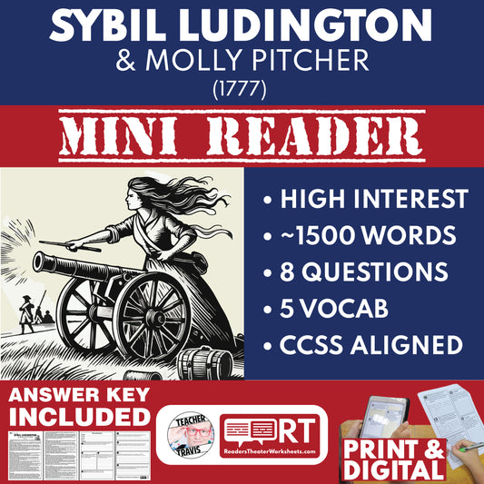 Sybil Ludington and Molly Pitcher | Women in U.S. History Mini Reader Lesson for Grade 5-8