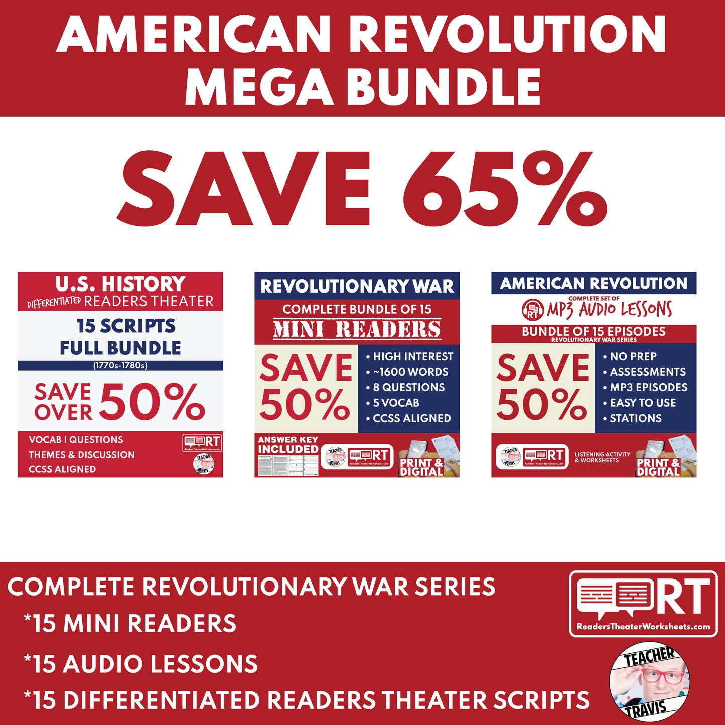 Mega American Revolution Bundle for Grades 5 to 8 | Differentiated | WIDA