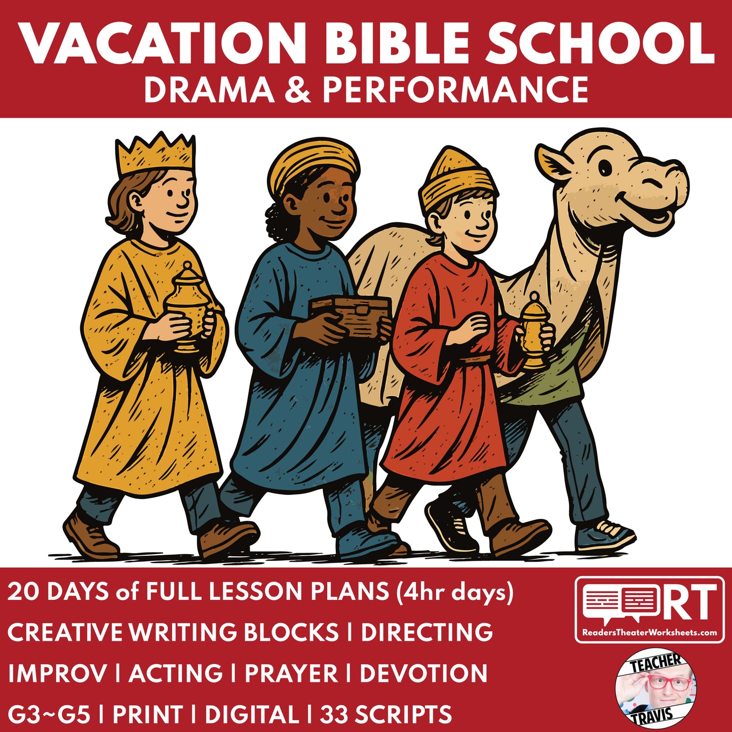 Vacation Bible School Drama Program | 4 Weeks | Full VBS Curriculum - ["Bible Miracles","Bible Parable","Bible Teachings","Biblical Figure","Biblical Story","Grades 3-5","Summer School"]