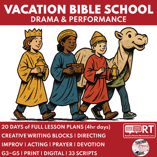 Vacation Bible School Drama Program | 4 Weeks | Full VBS Curriculum - ["Bible Miracles","Bible Parable","Bible Teachings","Biblical Figure","Biblical Story","Grades 3-5","Summer School"]