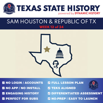 Texas State History - Grade 4 - Sam Houston & Republic of Texas - Week 12 Full Curriculum