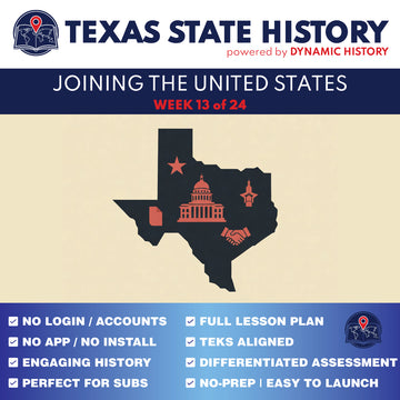 Texas State History - Grade 4 - Joining the United States - Week 13 Full Curriculum