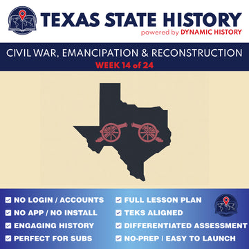 Texas State History - Grade 4 - Civil War, Emancipation & Reconstruction in Texas - Week 14 Full Curriculum