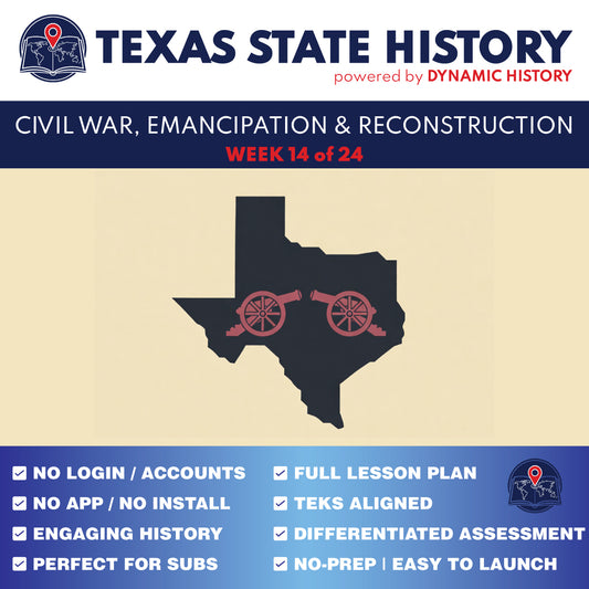 Texas State History - Grade 4 - Civil War, Emancipation & Reconstruction in Texas - Week 14 Full Curriculum
