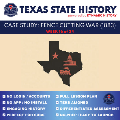 Texas State History - Grade 4 - Fence Cutting War & Changing Texas - Week 16 Full Curriculum